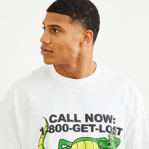 Camiseta extragrande informal de talla grande con logotipo personalizado para hombre, patrón sólido para ropa en blanco con estampado de hojaldre - Product Image 5