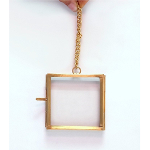 Attractive Product Wall <b>Mounted</b> Rectangle Shape Clear Glass Brass Border Hanging <b>Photo</b> <b>Frame</b> Wedding Home Decoration Best Prices - Product Image 3