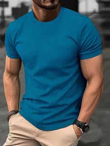 Venta al por mayor 100% algodón hombres Camiseta de manga corta de alta calidad logotipo personalizado 21 colores para todas las estaciones tela de punto personalizable - Product Image 4