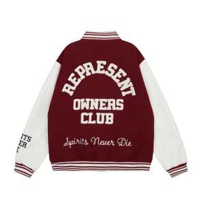 Chaqueta de béisbol de lana de otoño invierno vintage personalizable para hombre estilo casual con decoraciones de patrón de letras bordadas de lana - Product Image 3