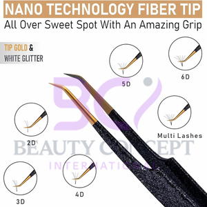 Black Lightweight With Fiber Tip Eyelash Extension Tweezers <b>Kit</b> With Box for Salon Premium Quality Eyelash Grafted Tweezers - Product Image 3
