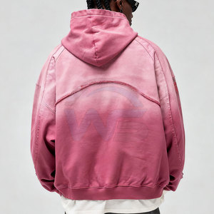 Sweat à capuche zippé délavé effet soleil de haute qualité, style vintage, décontracté, pour homme, usage quotidien, style urbain, pour l'extérieur – Meilleure vente en ligne - Product Image 2