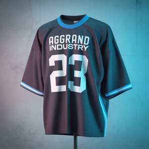 เสื้อกีฬาคอกลมสำหรับผู้ชายเสื้อยืดโอเวอร์ไซส์ผ้าตาข่ายปักโลโก้ - Product Image 3