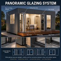 Maison Modulaire Contemporaine en Conteneur Préfabriqué, Bâtiment Portable avec Porte Pliante en Verre Panoramique pour Hôtel, Bureau ou Hébergement
