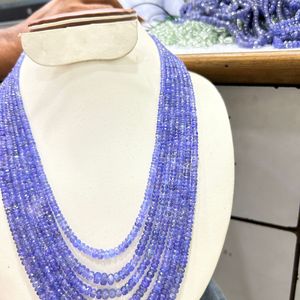 Collar de Cuentas Facetadas de Tanzanita, Hermoso Collar de Cuentas Redondas de Calidad AAA+, Collar de Sanación con 9 Hileras de Cuentas - Product Image 5