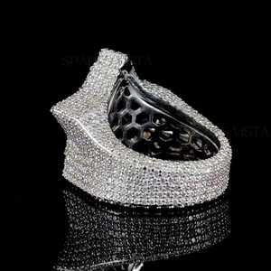 Anillo de estrella helada de lujo para hombres/mujeres, joyería de Hip Hop de diamante de moissanita de oro de 10K/14K/18K, venta al por mayor de declaración disponible - Product Image 3