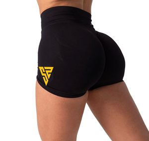 Pantalones cortos deportivos sin costuras para mujer con logotipo personalizado, mallas de yoga con glúteos, control de barriga, piel sólida, ropa para gimnasio, venta al por mayor - Product Image 2