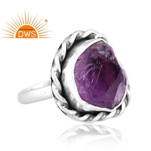 Anillo apilable de piedras preciosas de amatista en bruto Natural de plata esterlina más vendido, fabricante de joyas - Product Image 3