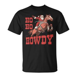 Camiseta Navideña Unisex para Adultos con Estampado de Papá Noel Montando a Caballo, Cuello Redondo, Manga Corta, Serigrafía - Product Image 1