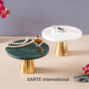 Plateau festif en marbre de luxe moderne, décor élégant pour la maison, présentoir de service de Noël, service essentiel - Product Image 1