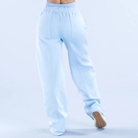 Logo personnalisé bleu craie femmes Revive Regular Fit Straight Joggers Fleece Fabric Drawstring Eco-Friendly Winter Sweatpants