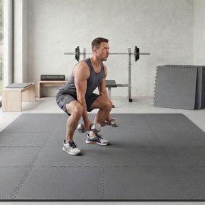 BalanceFrom High-Density Anti-Static 144 Sq Ft Gray Exercise Mat <b>Tiles</b> Customizable for Gym Use <b>Interlocking</b> EVA Foam Fitness - Product Image 1
