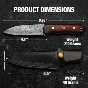 Cuchillo para desollar de acero de Damasco hecho a mano de alta calidad, herramienta OEM para exteriores con maquinilla de afeitar, Funda de cuero afilada y duradera, mango de madera rosa - Product Image 5