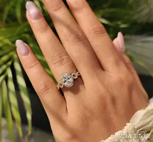 Anillo de Compromiso con Diamante Ovalado Cultivado en Laboratorio de Primera Calidad, 1 Ct, Oro Sólido para Mujer, 10k, 14k, 18k, EF, VVS, VS, Sin Níquel, Sin Plomo, para Novia - Product Image 5