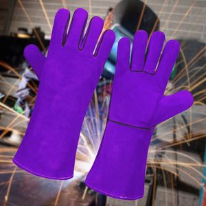 Guantes de soldadura de cuero dividido de vaca de alta calidad Guantes de trabajo de Seguridad Industrial a prueba de fuego Características resistentes al calor anticorte - Product Image 3