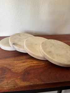 Sous-verres ronds en marbre faits à la main, pierre naturelle, vaisselle - Product Image 2