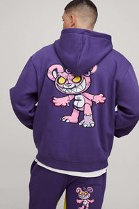 Chándales Casuales de Invierno para Hombre, Personalizados, Extra Grandes, con Capucha y Cordón, Estampado de Osito Malvado, Apliques, Transpirables, 100% Algodón - Product Image 3