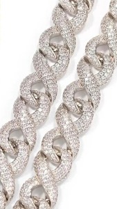 Moissanite <b>Sterling</b> <b>Silver</b> Cuban Link <b>Chain</b> and Bracelet Miami Hip Hop Cuban Necklace <b>Chain</b> Customized <b>Chain</b> <b>for</b> Men & <b>Women</b> - Product Image 2