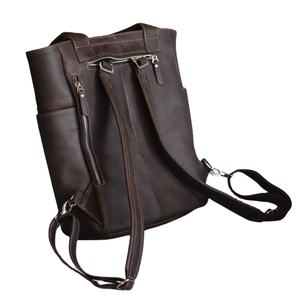 Custom Women Genuine <b>Leather</b> Bag Zipper Closure Shoulder Straps <b>Backpack</b> Convertible Water Resistant Fashion - Product Image 3