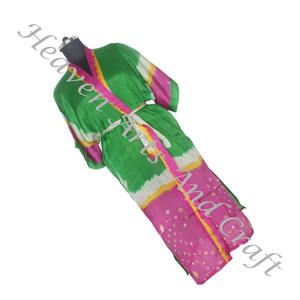 KL008 Kimono Sari Vintage de seda Floral antiguo, chaqueta de estilo largo, aspecto encantador, estilo bohemio, Kimono Sari Vintage, Chaqueta larga - Product Image 6