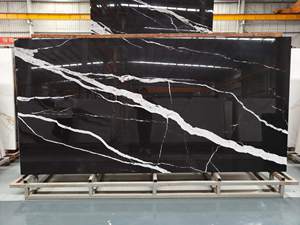 Black Knight, revêtement mural en pierre frittée moderne, <span class=keywords><strong>plan</strong></span> <span class=keywords><strong>de</strong></span> <span class=keywords><strong>travail</strong></span> <span class=keywords><strong>de</strong></span> <span class=keywords><strong>cuisine</strong></span> et hall paysager, grand format <span class=keywords><strong>de</strong></span> dalle - Product Image 6