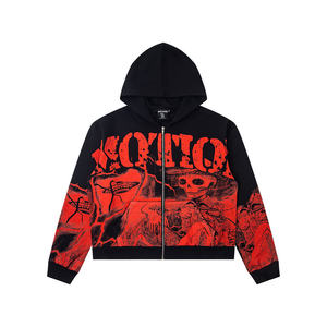 เสื้อมีฮู้ดแบบมีซิปสำหรับผู้ชายเสื้อผ้าแนวสตรีทเฮฟวี่เวทดีไซน์ปักลายมีฮู้ดผ้าคอตตอน100% เข้ารูปสำหรับยิม - Product Image 2