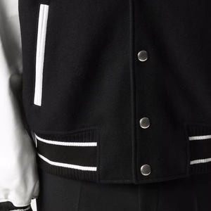 Unisex Black and <b>White</b> Varsity Jacket Custom College Baseball Bomber Jacket <b>Wool</b> & Leather Letterman Coat Polyester Cotton Blend - Product Image 6