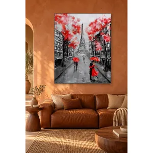 Impression sur toile Fida Parisian Lovers Under a Red Umbrella - Product Image 4
