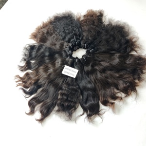 Extensions de cheveux humains temple indien noir ondulé naturel en gros vendeur vierge brut original sans traitement chimique style ondulé - Product Image 1