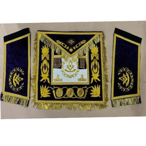 Regalia maçonnique, tablier de Grand Loge, ancien maître, violet et or, brodé à la main, WORSHIPFUL Blue Lodge MASTER HAND EMBROIDERED 2026 - Product Image 1