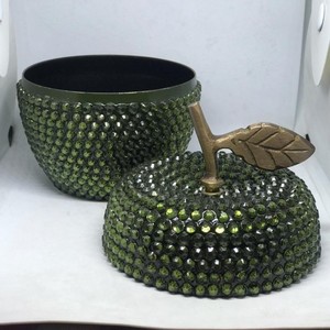 High Quality Metal Crystal Best Selling Apple Candle <b>Jar</b> Newest Design with Dark Green Crystals for Your Home Candle Vessel - Product Image 4