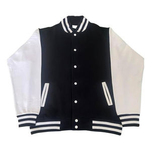 Abrigo Letterman con mangas de lana y cuero Abrigo Letterman de lana y cuero Premium para hombres y mujeres - Product Image 5