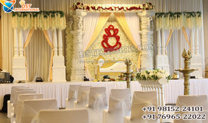 Réception de mariage indien décoration de scène blanche mariage srilankan décor de scène tactile chic dernières tendances de mariage décor de scène - Product Image 3