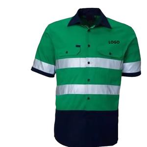 เสื้อทำงานแขนสั้นสำหรับผู้ชายแบบสะท้อนแสงสูง  เสื้อผ้าความปลอดภัยแบบสะท้อนแสงสั่งทำพิเศษ ระบายอากาศได้ดี สีทูโทนเรืองแสง - Product Image 2