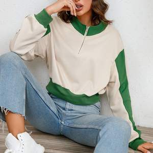 Women's New Fashion Comfortable Half <b>Zipper</b> Hoodie High Quality Knitted Long Sleeved Loose Fit Stand Collar Color Contrast for - Product Image 6