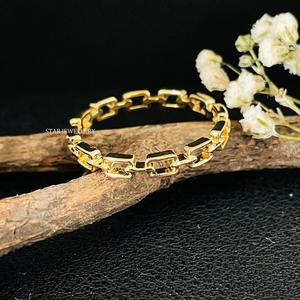 14K Solid Gold Everyday Wear Solid Gold <b>Plain</b> Link <b>Ring</b>. - Product Image 3