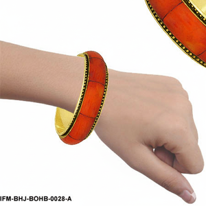 Bracelet bohème en corne rouge et laiton fait à la main, incrusté, pour femmes, bijoux ethniques tribaux - Product Image 4