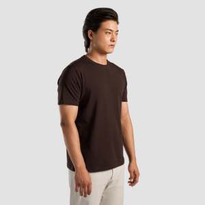 T-shirt basique 100 % coton (marron) respirant, coupe vintage ajustée ou oversize, motif uni, logo, tissu jersey tricoté 300 grammes - Product Image 3