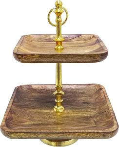 Support de gâteau en bois rectangulaire rustique fait à la main Plateau de service à dessert élégant pour les célébrations-Outils de gâteau de qualité supérieure - Product Image 4