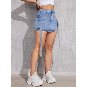 2025 Summer New Women Blue and Army Green Denim Work Skirt Mini Skirt Hot Girl Clothes Y2K charm pocket cargo wrap - Product Image 5
