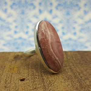 Pierre précieuse de rhodochrosite naturelle de qualité supérieure à haute luminosité 925 argent bohème artisan fabriqué mariage/fête bague coupe ovale - Product Image 1