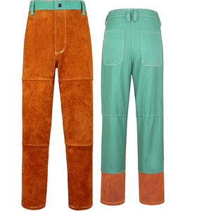 Pantalon de travail en cuir de vache à deux couches de qualité supérieure Tissu en velours côtelé léger Isolation thermique Pantalon de soudage Résistant à l'usure - Product Image 1