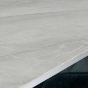 Table à manger rectangulaire vintage moderne et luxueuse avec dessus en céramique et marbre et pied pliable en métal pour meubles d'entrée à la maison - Product Image 3