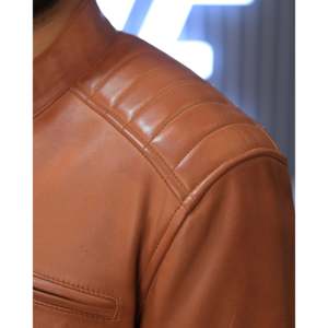 Veste en cuir véritable marron élégante Ionic SF003, imperméable, réversible, automne, taille XS, fermeture éclair, technique brodée, PU - Product Image 5