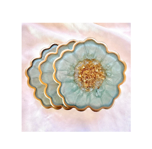 Dessous de verre élégants en résine avec motifs floraux pour la décoration du printemps et de l'été Produits d'artisanat naturels - Product Image 2