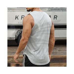 2025 nouveaux hommes sans manches côté fendu Fitness débardeur solide imprimé t-shirt entraînement débardeur course respirant conception coupe ample - Product Image 2