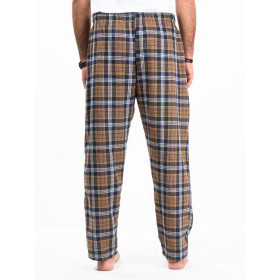 Pijama de Franela a Cuadros Marrón/Blanco, Corte Holgado, para Invierno, Tallas S-XXL - Product Image 2