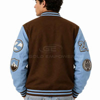 Veste universitaire pour homme de qualité supérieure, personnalisée, avec broderie chenille, manches en cuir et poignets côtelés, design col montant, vente en gros usine