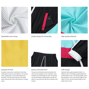 Chándal Retro de los años 80 para hombres y mujeres-Azul-Traje rompevientos Vintage Hip Hop-Conjunto de traje de discoteca Conjuntos de rompevientos - Product Image 6