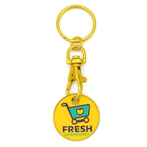 Porte-clés léger en alliage de zinc, personnalisé avec logo de supermarché, motif dessin animé, porte-jetons de chariot de courses, souvenir de marque de magasin - Product Image 1